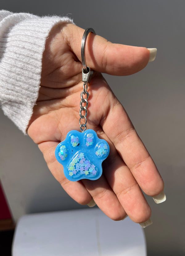 Paws Resin Keychain in Glitter Blue - PetYard