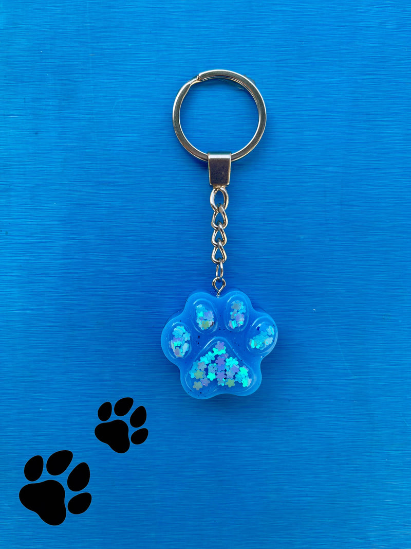 Paws Resin Keychain in Glitter Blue - PetYard