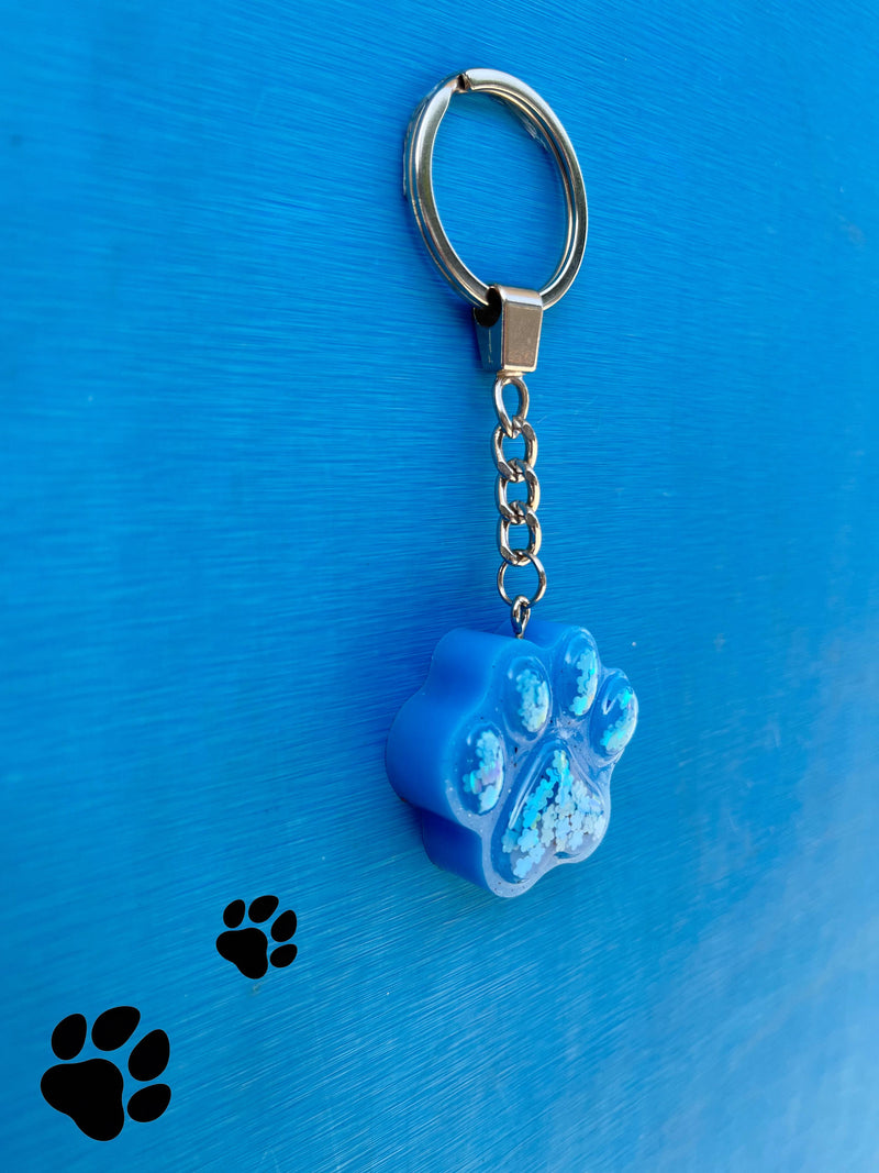 Paws Resin Keychain in Glitter Blue - PetYard