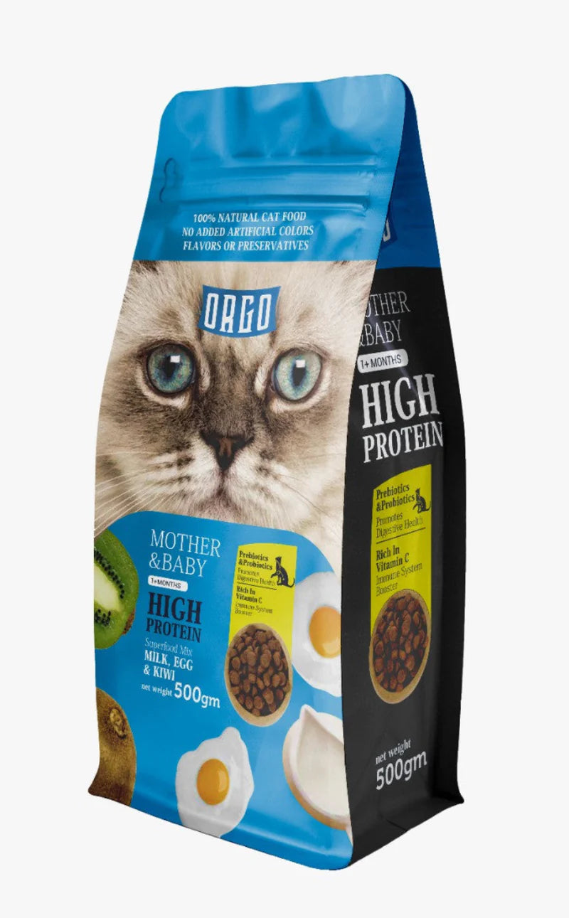 Orgo Mother & Baby Cat Dryfood with Milk, Egg & Kiwi (500G/2KG)