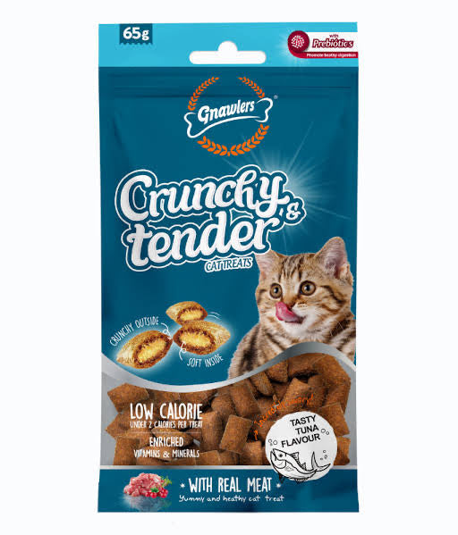 Gnawlers Crunchy & Tender Cat Treats 65g - Tasty Different Flavours