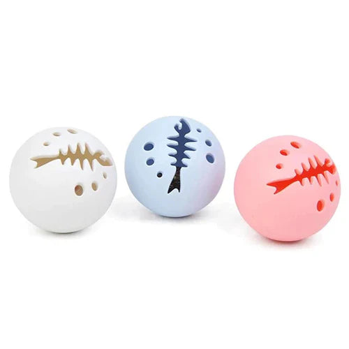 Fish Bone Hollow Ball Cat Toy 3 Packs