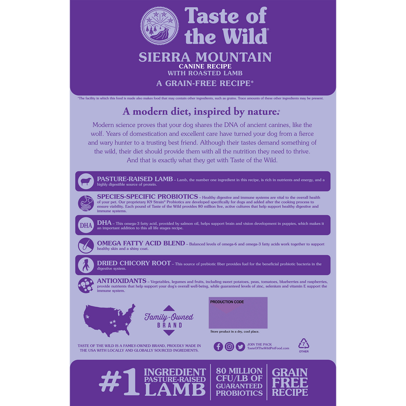 Taste of the Wild - Sierra Mountain Canine Recipe with Roasted Lamb 12.2kg