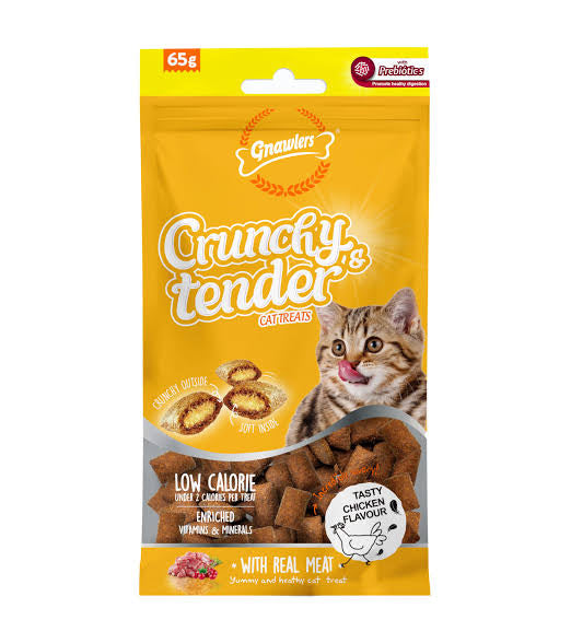 Gnawlers Crunchy & Tender Cat Treats 65g - Tasty Chicken Flavour