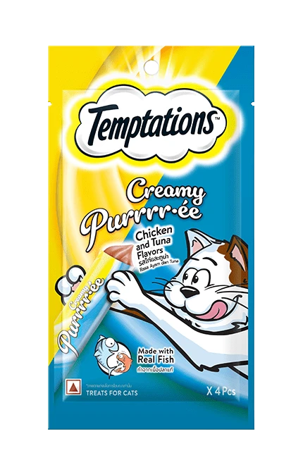 Temptations™ Creamy Purrrr-ee Chicken & Tuna Flavours