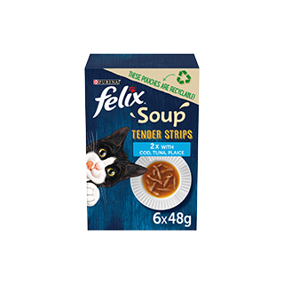 FELIX® Soup Tender Strips with Cod, Tuna and Plaice Wet Cat Food (6 Packs)