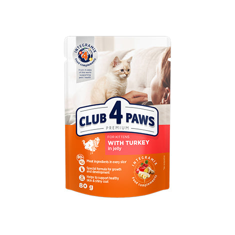 Club 4 Paws For Kittens with Turkey in Jelly - 80G