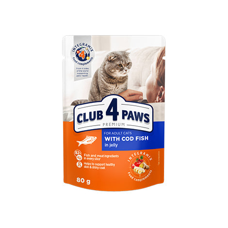 Club 4 Paws For Adults with Cod Fish in Jelly - 80G