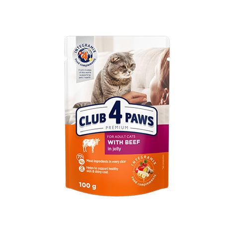 Club 4 Paws For Adults with Cod Beef in Jelly - 100G