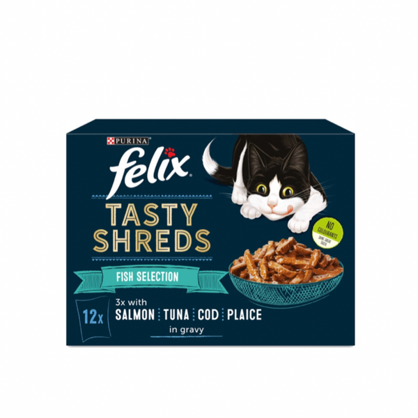 FELIX® Tasty Shreds Fish Selection Wet Cat Food x12Pouch - PetYard