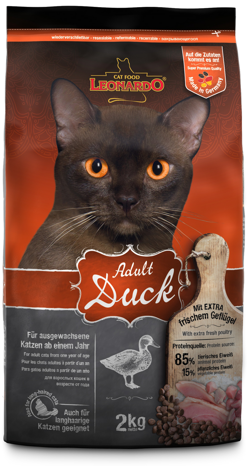 LEONARDO Adult Cat Dry Food with Duck 2KG - PetYard