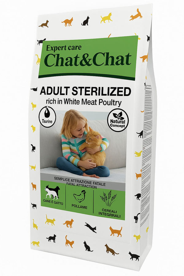 Expert Chat & Chat Care Adult Sterilized Cat Food Rich in White Meat Poultry