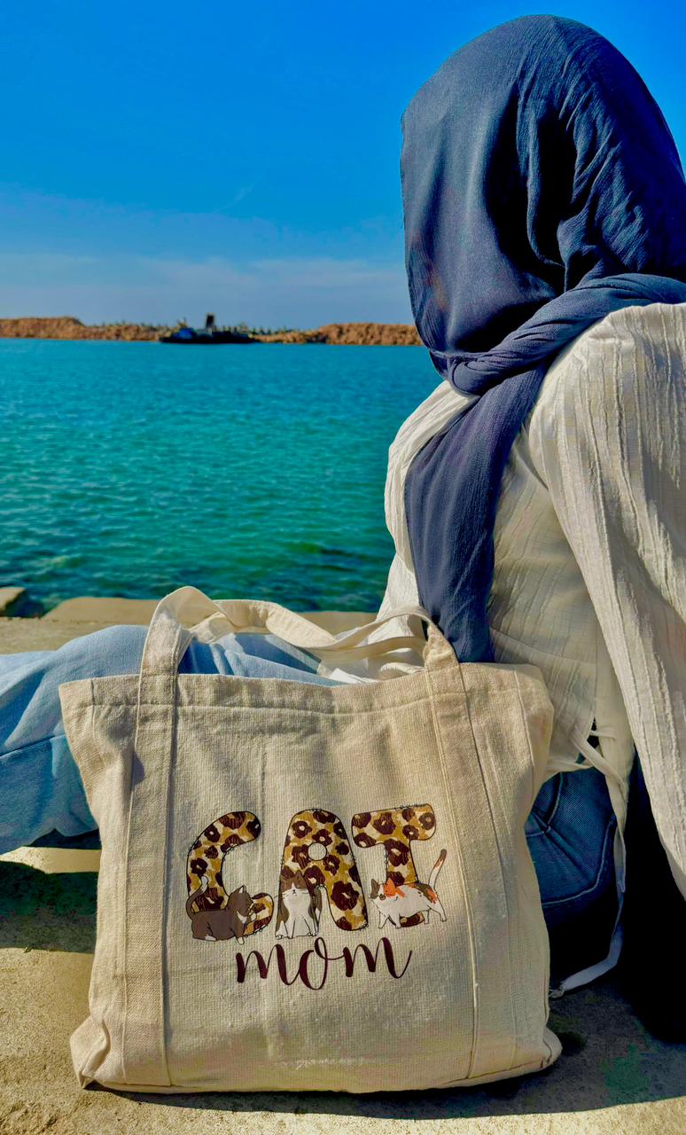 Cat Mom Canvas Tote Bag