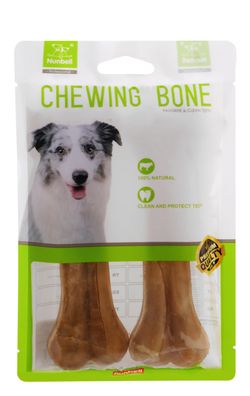 Nunbell Medium Brown Bone Dog Rawhide Treats 2pcs