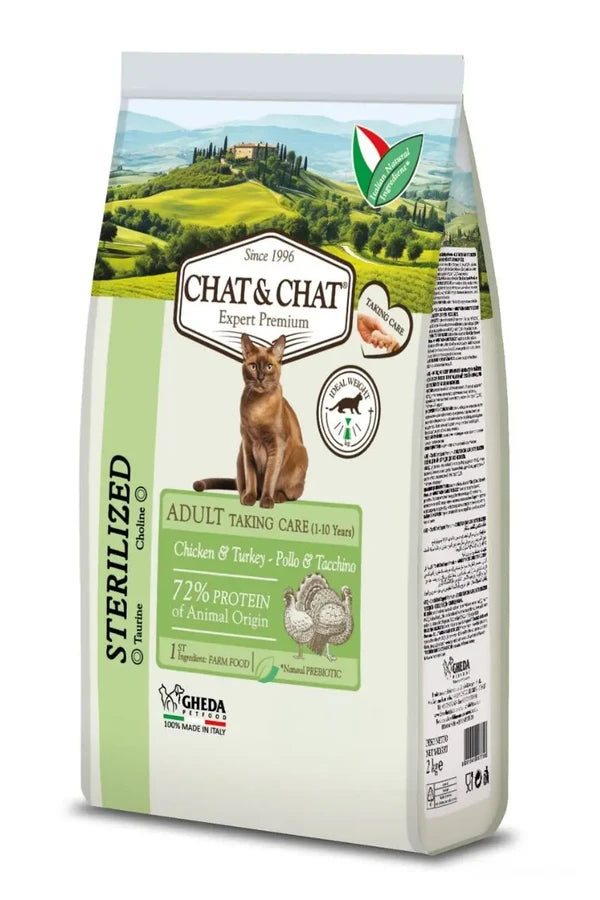 Expert Chat & Chat Care Adult Sterilized Cat Food Rich in White Meat Poultry