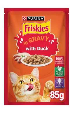 Purina Friskies Duck Chunks in Gravy Wet Cat Food Pouch 85g