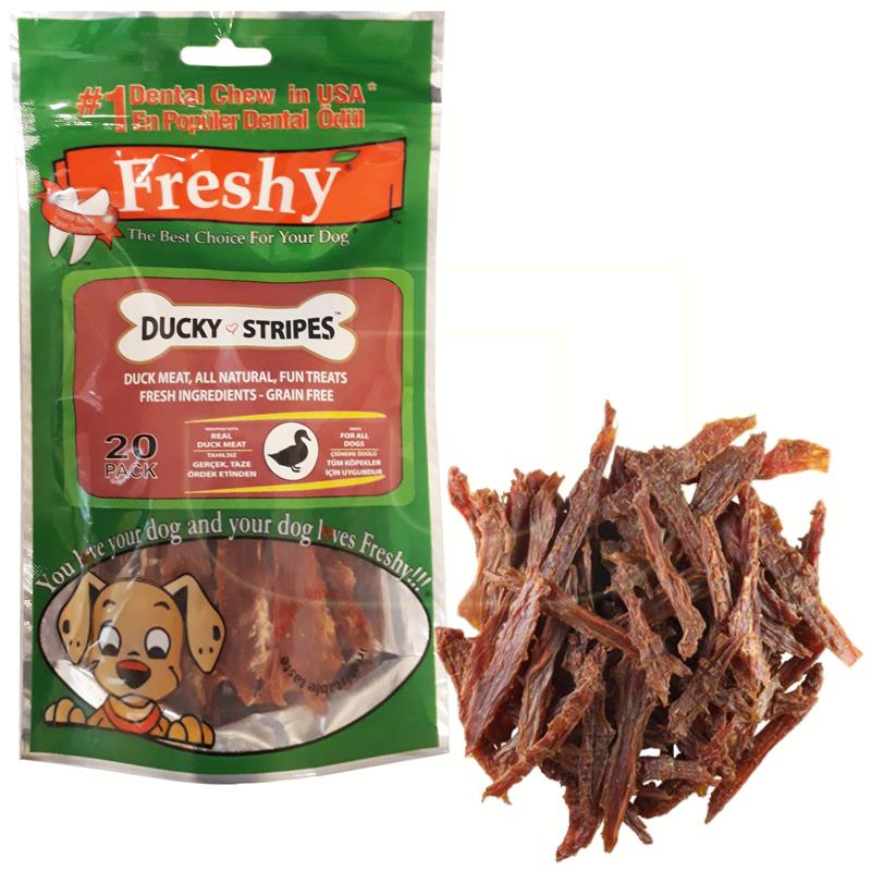 Freshy Ducky Stripes Duck Strip Grain Free Dog Snack (80g)