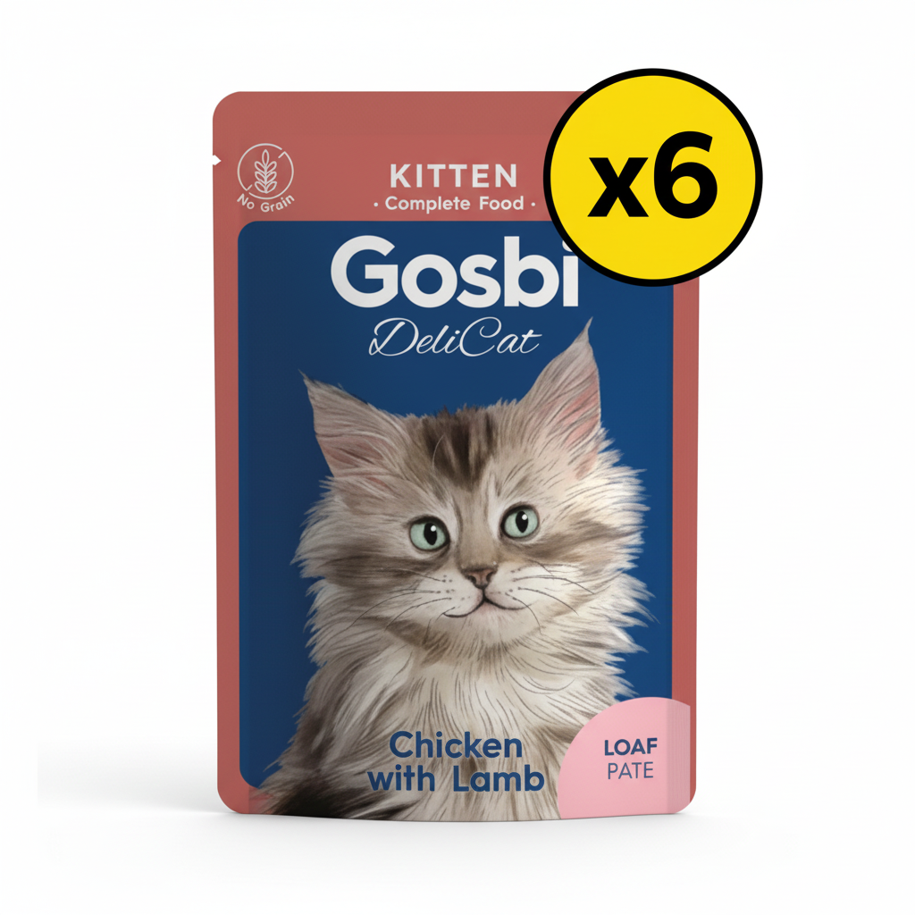 Gosbi DeliCat Kitten Complete Food - Chicken with Lamb Loaf Pate (6-Pack) - Buy 6, Pay for 5!