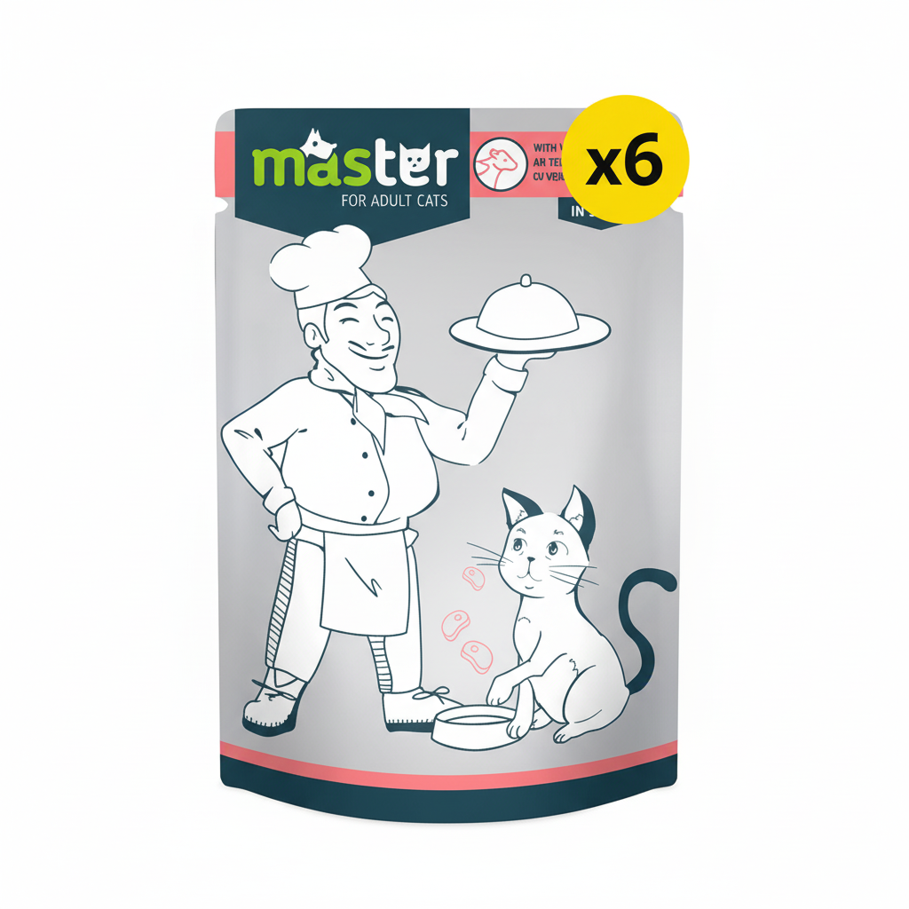 Master Wet Food with Veal in Jelly for Adult Cats 80G – Buy 6 Pay 5