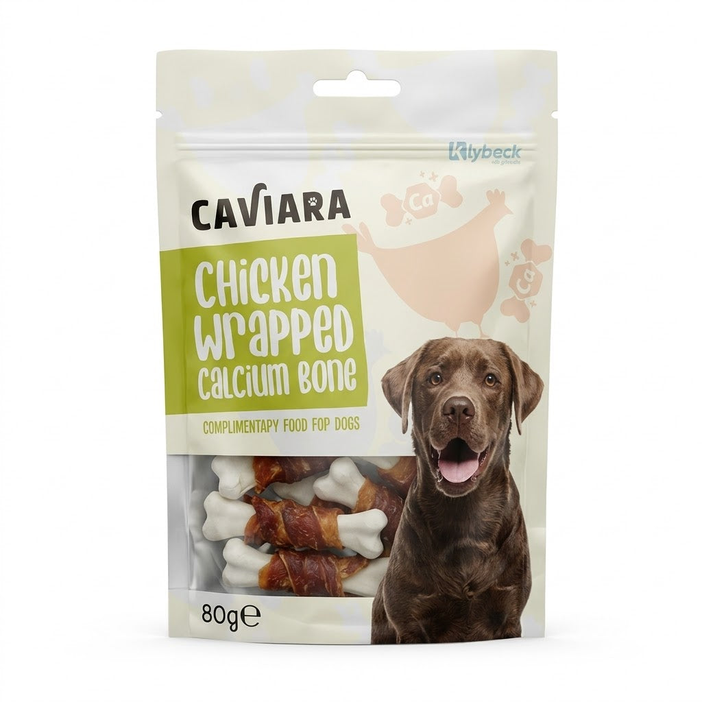 Caviara Chicken Wrapped Calcium Bone Dog Treats - 80g