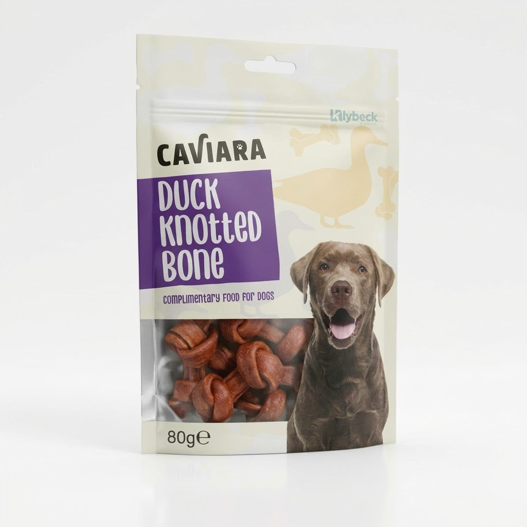 Caviara Duck Knotted Bone Dog Treats - 80g