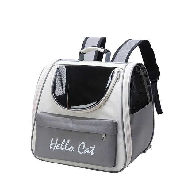 Hello Cat Portable Travel Pet Backpack – Comfortable Foldable Breathable Double Shoulder Bag for Cats & Small Dogs