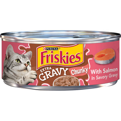 PURINAFriskies Extra Gravy Chunky With Salmon In Savory Gravy Wet Cat Food 156g - PetYard
