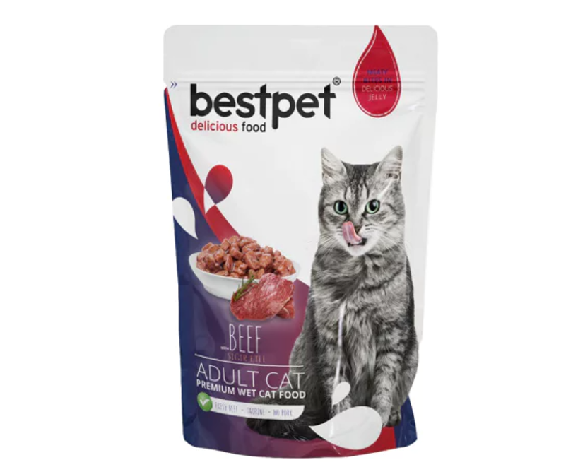 bestpet Meaty Bites in Delicious Jelly Adult cat with beef Wet Food 85 g - PetYard