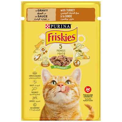 Purina Friskies Turkey Chunks in Gravy Wet Cat Food Pouch 85g - PetYard