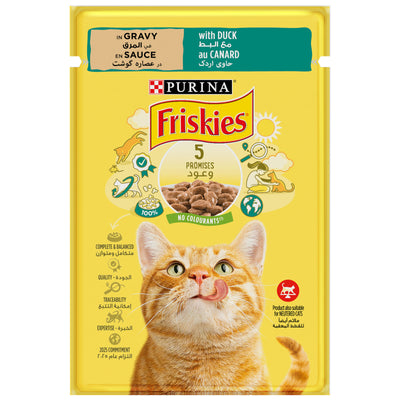 Purina Friskies Duck Chunks in Gravy Wet Cat Food Pouch 85g - PetYard