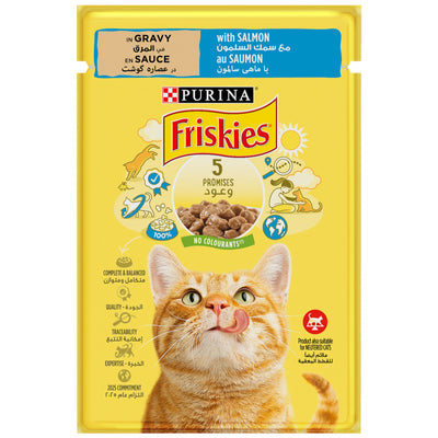 Purina Friskies Salmon Chunks in Gravy Wet Cat Food Pouch 85g - PetYard