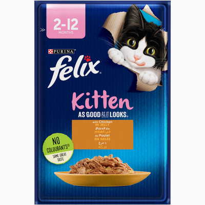 PURINA FELIX As Good as it Looks with Chicken in Jelly Wet Junior Cat Food Pouch 85g - PetYard